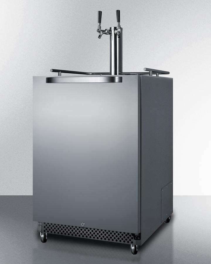 Summit Commercial Outdoor Beer Dispensers 24 Inch Built-in Outdoor/Indoor Commercial Kegerator with Half Barrel Keg Capacity, Dual Tap Kit, Digital Thermostat, Lock, Stainless Steel Exterior, and ETL-S Listed to NSF-7 Standards
