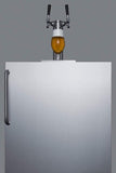 Summit Commercial Undercounter, ADA Beer Dispenser 24 Inch Built In Commercial Beer Dispenser with 5.5 Cu. Ft. Capacity, Holds up to (2) 1/6 Kegs, Complete Dual Tap Kit, Adjustable Thermostat, 100% CFC Free, and ADA Compliant