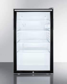 Summit Commercial Undercounter, ADA Beverage Center 20 Inch Undercounter Commercial Refrigerator with 4.1 Cu. Ft. Capacity, Adjustable Glass Shelves, Security Lock, Hospital Grade Cord, Adjustable Thermostat, Interior Light, Reversible Door, 100% CFC Free, and ADA Compliant