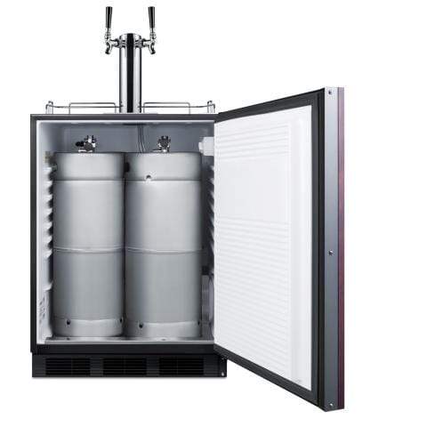 Summit Commercial Undercounter, ADA Coffee Kegerators Built-in Undercounter ADA Height Commercially Listed Dual Tap Beer Dispenser With Panel-ready Door and Black Cabinet