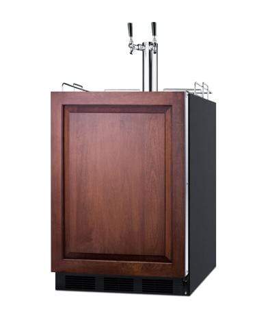 Summit Commercial Undercounter, ADA Coffee Kegerators Built-in Undercounter ADA Height Commercially Listed Dual Tap Beer Dispenser With Panel-ready Door and Black Cabinet