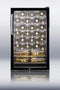Summit Commercial Undercounter Wine Cellars 20 Inch Built-in Commercial Wine Cellar with 40 Bottle Capacity, ADA-Compliant Height, 6 Scalloped Shelves, 2 Flat Shelves, Automatic Defrost, Interior Lighting and Reversible Door Hinge: Recessed Handle