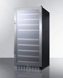 Summit Full Size Wine Cellars 24 Inch Freestanding Wine Cellar with 62 Bottle Capacity, Two Temperature Zones, Slide-Out Shelves, Tempered Glass Door, Digital Thermostat, Factory Installed Lock, Active Carbon Filter, Reversible Door, Automatic Defrost and 100% CFC Free