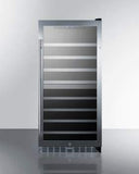 Summit Full Size Wine Cellars 24 Inch Freestanding Wine Cellar with 62 Bottle Capacity, Two Temperature Zones, Slide-Out Shelves, Tempered Glass Door, Digital Thermostat, Factory Installed Lock, Active Carbon Filter, Reversible Door, Automatic Defrost and 100% CFC Free
