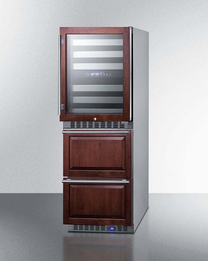 Summit Full Size Wine Cellars Summit® 24" Wide Combination Dual-Zone Wine Cellar and 2-Drawer All-Refrigerator (Panels Not Included) | SWCDAR24PNR