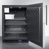 Summit Outdoor All-Freezer 24 Inch Outdoor Undercounter Freezer with Ice Maker, 3 Adjustable Chrome Shelves, Automatic Defrost, Exterior Digital Thermostat, LED Lighting, Sabbath Mode and Reversible Door Hinge: Panel Ready with Stainless Steel Insert Frame