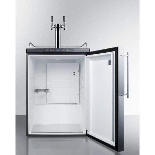 Summit Undercounter Beer Dispensers 24 Inch Built-in Beer Dispenser with 1 Half-Barrel Capacity, Digital Thermostat, Automatic Defrost, Dual Tap Kit, Locking Casters and Top Guard Rail: Panel Ready with Stainless Steel Frame