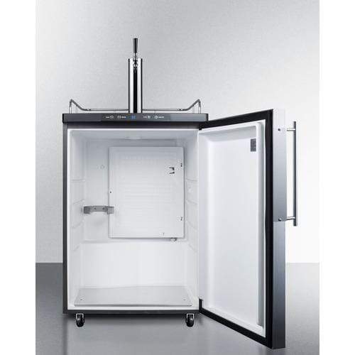 Summit Undercounter Beer Dispensers 24 Inch Built-in Beer Dispenser with 1 Half-Barrel Capacity, Digital Thermostat, Automatic Defrost, Single Tap Kit, Locking Casters and Top Guard Rail: Panel Ready with Stainless Steel Frame