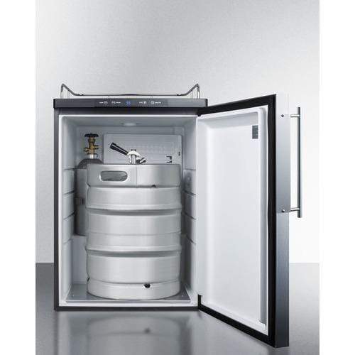 Summit Undercounter Beer Dispensers 24 Inch Built-in Custom Tap Beer Dispenser with 1 Half-Barrel Capacity, Digital Thermostat, Automatic Defrost, Locking Casters and Top Guard Rail: Panel Ready with Stainless Steel Frame