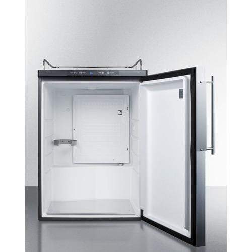 Summit Undercounter Beer Dispensers 24 Inch Built-in Custom Tap Beer Dispenser with 1 Half-Barrel Capacity, Digital Thermostat, Automatic Defrost, Locking Casters and Top Guard Rail: Panel Ready with Stainless Steel Frame