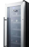 Summit Undercounter Wine Cellars 12 Inch Undercounter Wine Cellar with 21-Bottle Capacity, Digital Thermostat, Factory-Installed Lock, LED Lighting, Digital Display, Automatic Defrost, Commercially Approved, Built-In Capable, Reversible Door and CFC Free