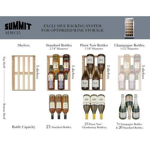 Summit Undercounter Wine Cellars 15" Wide Built-In Wine Cellar, ADA Compliant