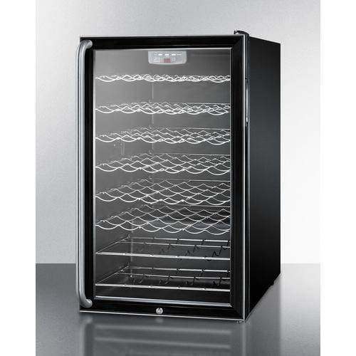 Summit Undercounter Wine Cellars 20 Inch Built-in Wine Cellar with 40 Bottle Capacity, 6 Scalloped Shelves, 2 Flat Shelves, Automatic Defrost, Interior Lighting and Reversible Door Hinge: Long Towel Bar HandleSWC525LBISH