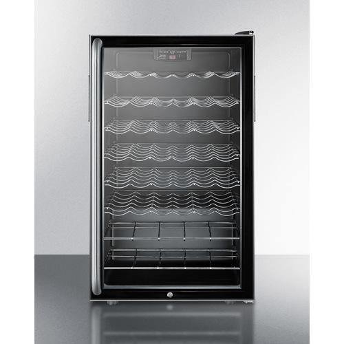 Summit Undercounter Wine Cellars 20 Inch Built-in Wine Cellar with 40 Bottle Capacity, 6 Scalloped Shelves, 2 Flat Shelves, Automatic Defrost, Interior Lighting and Reversible Door Hinge: Long Towel Bar HandleSWC525LBISH