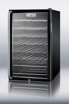 Summit Undercounter Wine Cellars 20 Inch Built-in Wine Cellar with 40 Bottle Capacity, ADA-Compliant Height, 6 Scalloped Shelves, 2 Flat Shelves, Automatic Defrost, Interior Lighting and Reversible Door Hinge: Long Towel Bar Handle