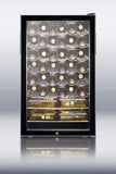 Summit Undercounter Wine Cellars 20 Inch Built-in Wine Cellar with 40 Bottle Capacity, ADA-Compliant Height, 6 Scalloped Shelves, 2 Flat Shelves, Automatic Defrost, Interior Lighting and Reversible Door Hinge: Recessed Handle