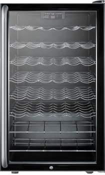 Summit Undercounter Wine Cellars 20 Inch Built-in Wine Cellar with 40 Bottle Capacity, ADA-Compliant Height, 6 Scalloped Shelves, 2 Flat Shelves, Automatic Defrost, Interior Lighting and Reversible Door Hinge: Long Towel Bar Handle