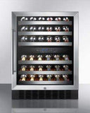 Summit Undercounter Wine Cellars 24 Inch Undercounter Dual Zone Wine Cellar with Slide-Out Shelving, 46 Bottle Capacity, Automatic Defrost, Glass Door, Factory Installed Lock, Interior Light, Reversible Door and CFC Free: Stainless Steel Cabinet, ADA Compliant, Right Hinge