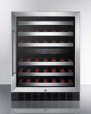 Summit Undercounter Wine Cellars 24 Inch Undercounter Dual Zone Wine Cellar with Slide-Out Shelving, 46 Bottle Capacity, Automatic Defrost, Glass Door, Factory Installed Lock, Interior Light, Reversible Door and CFC Free: Black Cabinet, ADA Compliant, Right Hinge