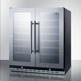 Summit Undercounter Wine Cellars 30 Inch Dual Zone Undercounter Wine Cellar with 70 Bottle Capacity, 14 Full Extension Wood Shelves, Digital Thermostat, Recessed LED Lighting, Automatic Defrost and Door Locks