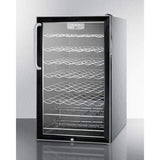 Summit Undercounter Wine Cellars 4.5 cu. ft. Freestanding Wine Cellar with 40 Bottle Capacity, 6 Scalloped Shelves, 2 Flat Shelves, Automatic Defrost, Interior Lighting and Reversible Door Hinge: Short Towel Bar Handle, Stainless Steel Exterior Cabinet