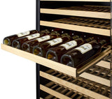 Summit Wine Cellars 24 Inch Built-In and Freestanding Single Zone Wine Cooler with 165 Bottle Capacity, Left Hinge, Glass Door, With Lock, 14 Extension Wine Racks