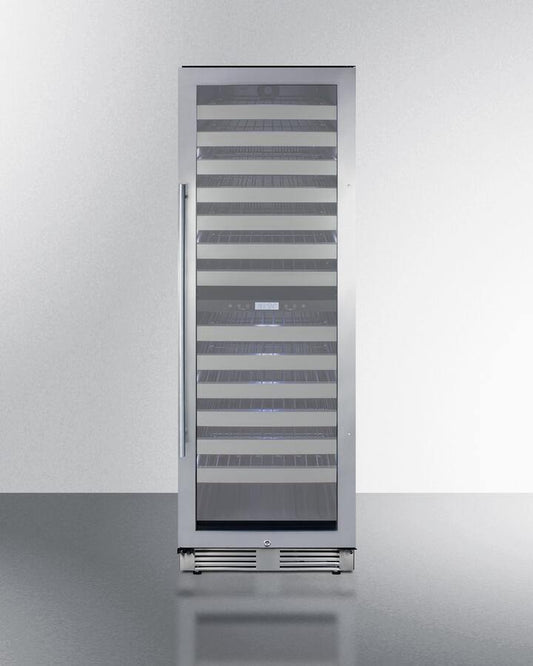 Summit Wine Cellars Summit SWCP2163CSSLHD 24" Dual Zone Wine Cellar with 163 Bottle Capacity Double Pane Tempered Glass Door Digital Thermostats and Full-Extension Wire Shelving in Stainless Steel
