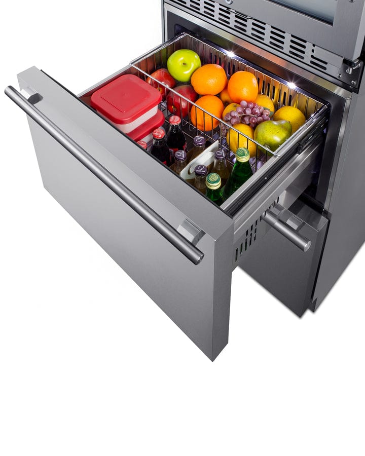 Summit Wine Refrigerators Built in and Free Standing Summit® 24" Stainless Steel Wine Cooler and Refrigerator Drawers-SWCDAR24