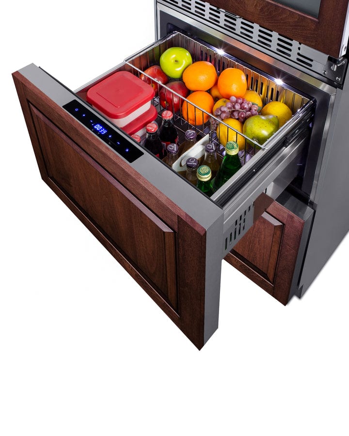 Summit Wine Refrigerators Built in and Free Standing Summit® 24" Wide Combination Dual-Zone Wine Cellar and 2-Drawer Refrigerator-Freezer (Panels Not Included) | SWCDRF24PNR