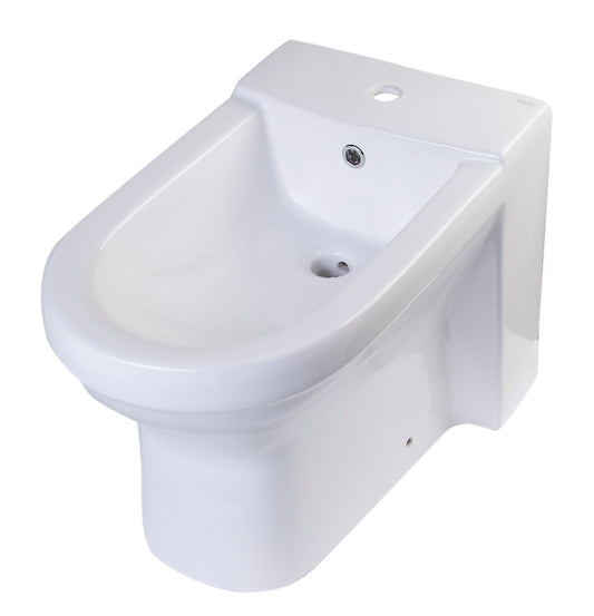 EAGO - White Ceramic Bathroom Bidet with Elongated Seat | JA1010