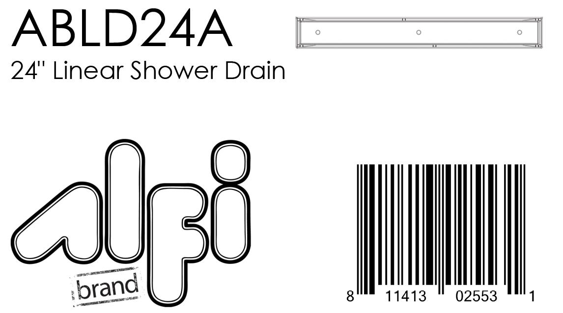 ALFI Brand - 24" Long Modern Stainless Steel Linear Shower Drain w/o Cover | ABLD24A