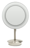 ALFI Brand - Brushed Nickel Tabletop Round 9" 5x Magnifying Cosmetic Mirror with Light | ABM9FLED-BN