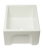 ALFI Brand - 24 inch Biscuit Reversible Smooth / Fluted Single Bowl Fireclay Farm Sink | AB2418HS-B