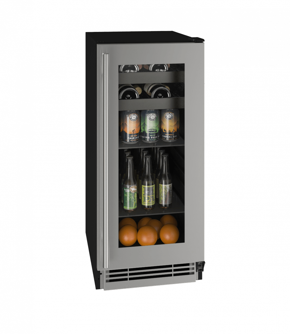 U-Line Beverage Centers Built in and Free Standing U-Line | Beverage Center 15" Reversible Hinge Stainless Frame 115v | 1 Class | UHBV115-SG01A