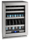 U-Line Beverage Centers Built in and Free Standing U-Line | Beverage Center 24" Dual Zone Reversible Hinge Stainless Frame 115v | 5 Class | UHBD524-SG01A