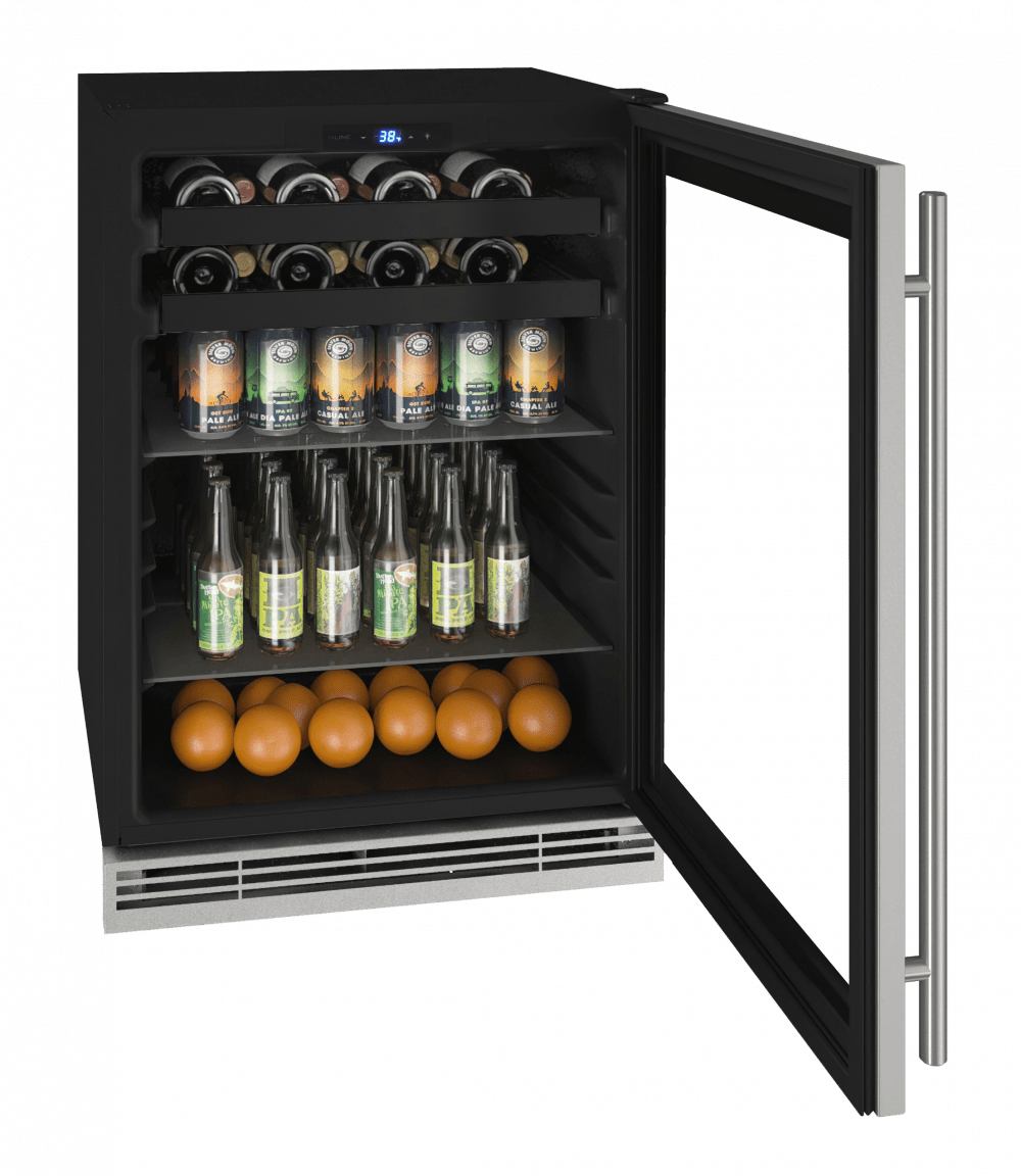 U-Line Beverage Centers Built in and Free Standing U-Line | Beverage Center 24" Reversible Hinge Stainless Frame 115v | 1 Class | UHBV124-SG01A