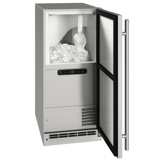 U-Line Outdoor Ice Machines U-Line | Outdoor Clear Ice Machine 15" Reversible Hinge Stainless Solid 115v | Outdoor Collection | UOCL115-SS01A