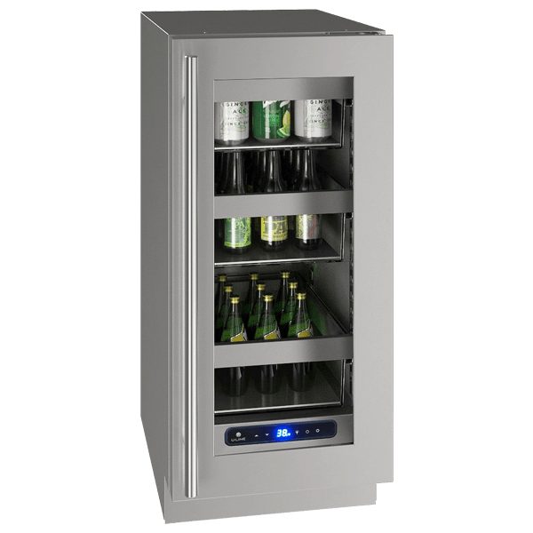 U-Line Refrigerators U-Line | Glass Refrigerator 15" Reversible Hinge Stainless Frame 115v | 5 Class | UHRE515-SG01A