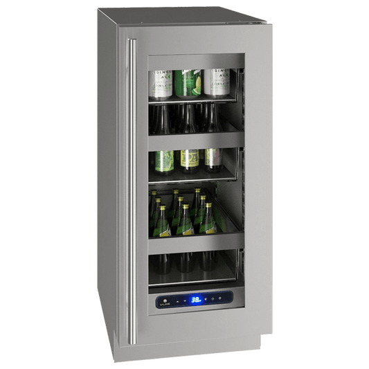 U-Line Refrigerators U-Line | Glass Refrigerator 15" Reversible Hinge Stainless Frame 115v | 5 Class | UHRE515-SG01A