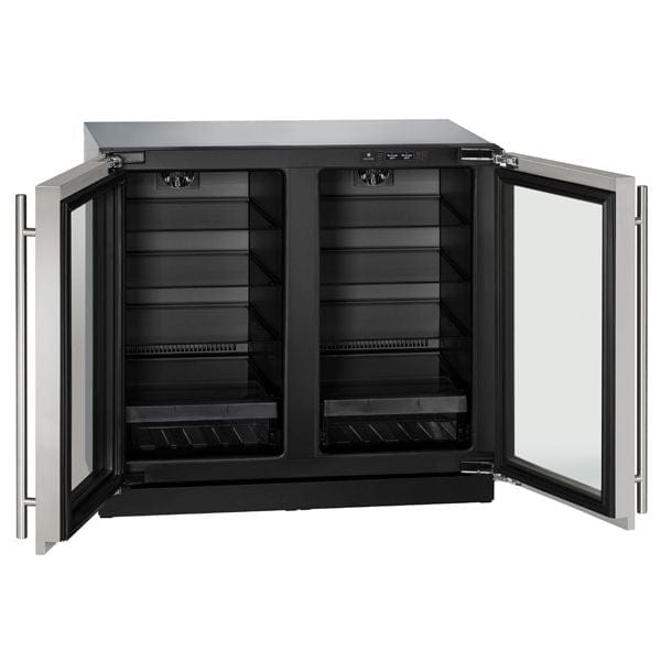 U-Line Refrigerators U-Line | Glass Refrigerator 36" Dual Zone Stainless Frame 115v | 3000 Series | U-3036RRGLS-00B
