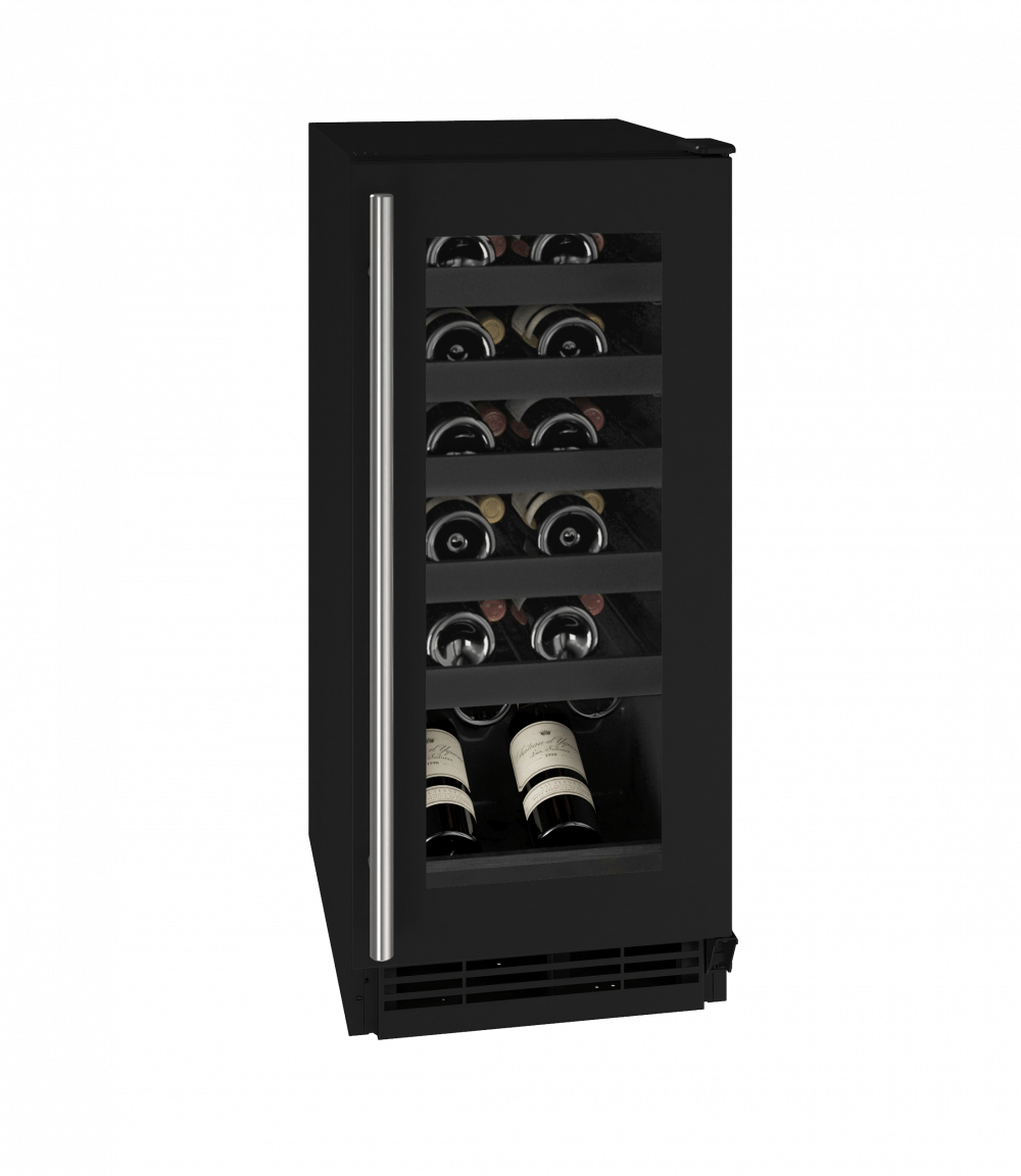 U-Line Wine Refrigerators Built in and Free Standing U-Line | Wine Captain 15" Reversible Hinge Black Frame 115v | 1 Class | UHWC115-BG01A