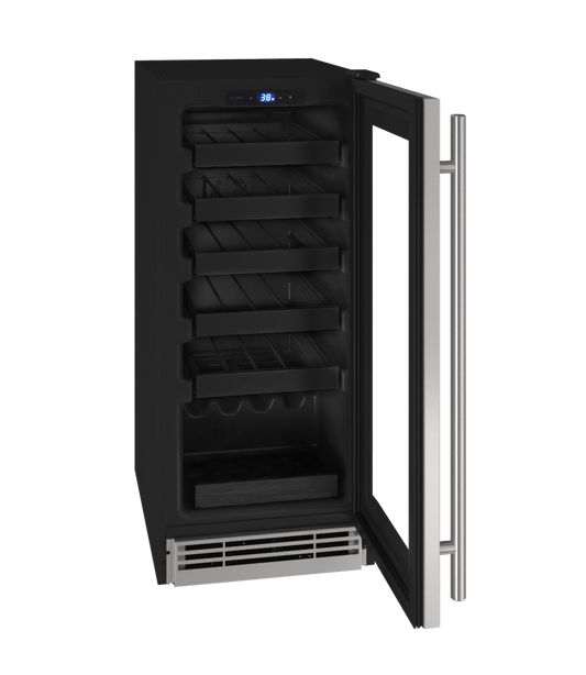 U-Line Wine Refrigerators Built in and Free Standing U-Line | Wine Captain 15" Reversible Hinge Stainless Frame 115v | 1 Class | UHWC115-SG01A