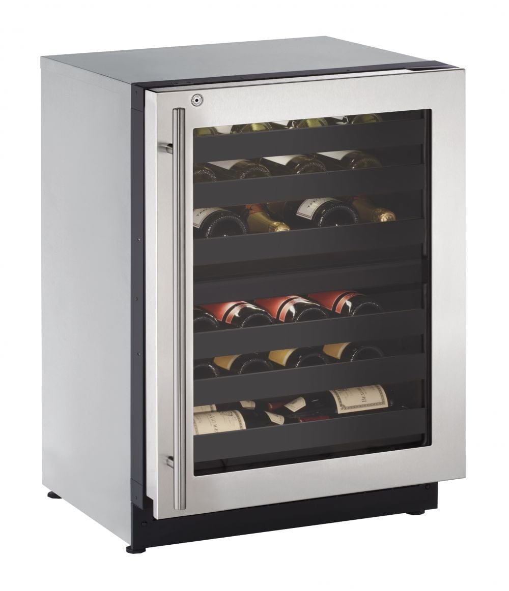U-Line Wine Refrigerators Built in and Free Standing U-Line | Wine Captain 24" Dual Zone Lock Right Hinge Stainless Frame 115v | 2000 Series | U-2224ZWCS-13B