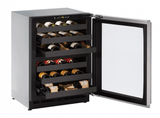 U-Line Wine Refrigerators Built in and Free Standing U-Line | Wine Captain 24" Dual Zone Reversible Hinge Stainless Frame 115v | 2000 Series | U-2224ZWCS-00B