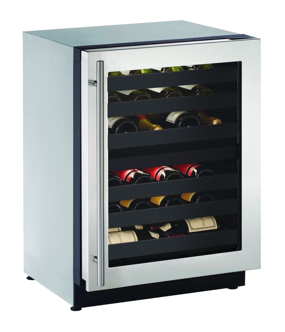 U-Line Wine Refrigerators Built in and Free Standing U-Line | Wine Captain 24" Dual Zone Reversible Hinge Stainless Frame 115v | 2000 Series | U-2224ZWCS-00B