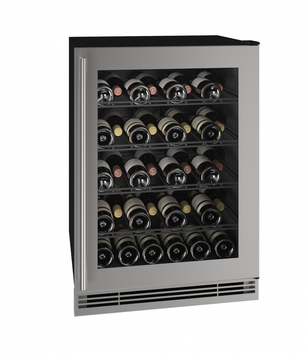U-Line Wine Refrigerators Built in and Free Standing U-Line | Wine Captain 24" Reversible Hinge Stainless Frame 115v | 1 Class | UHWC024-SG01A