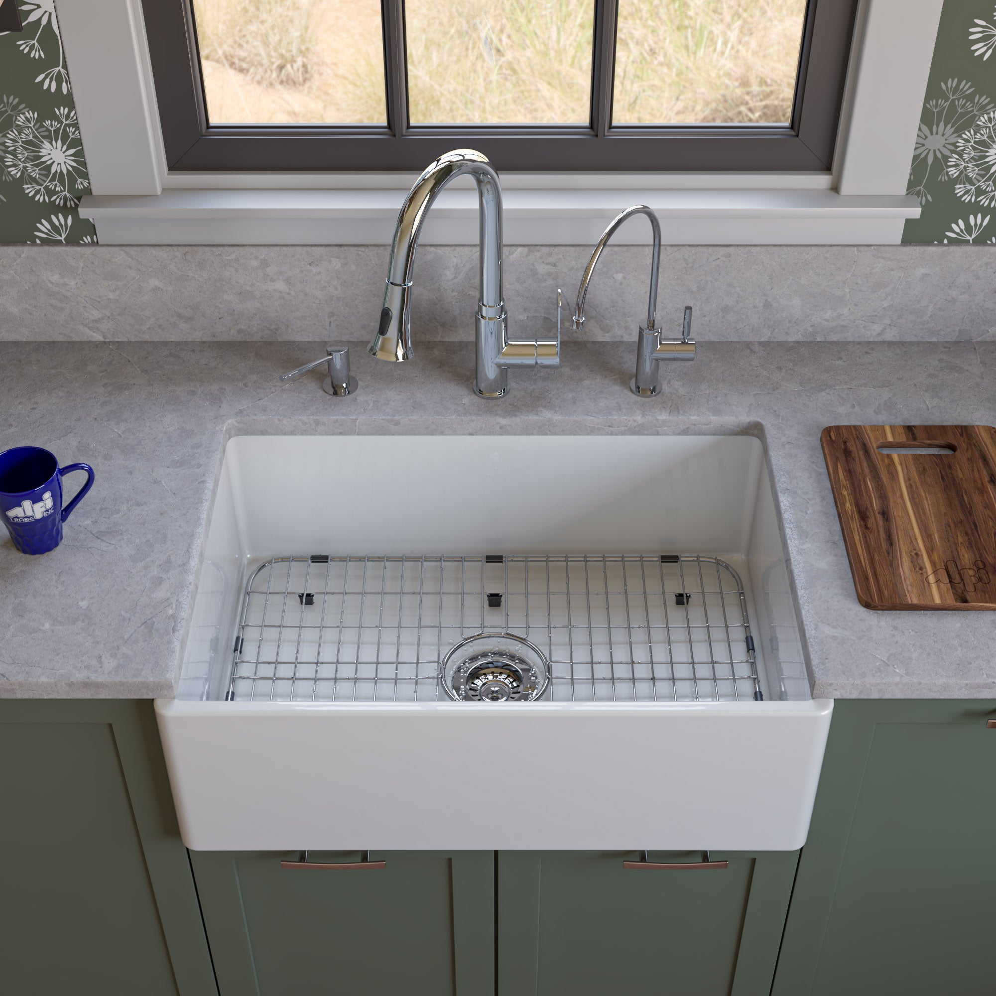 ALFI Brand - White 30" Contemporary Smooth Apron Fireclay Farmhouse Kitchen Sink | AB510-W