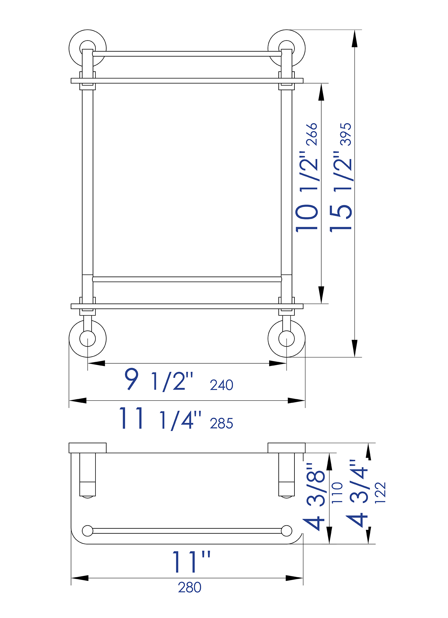 ALFI Brand - Polished Chrome Wall Mounted Double Glass Shower Shelf Bathroom Accessory | AB9549