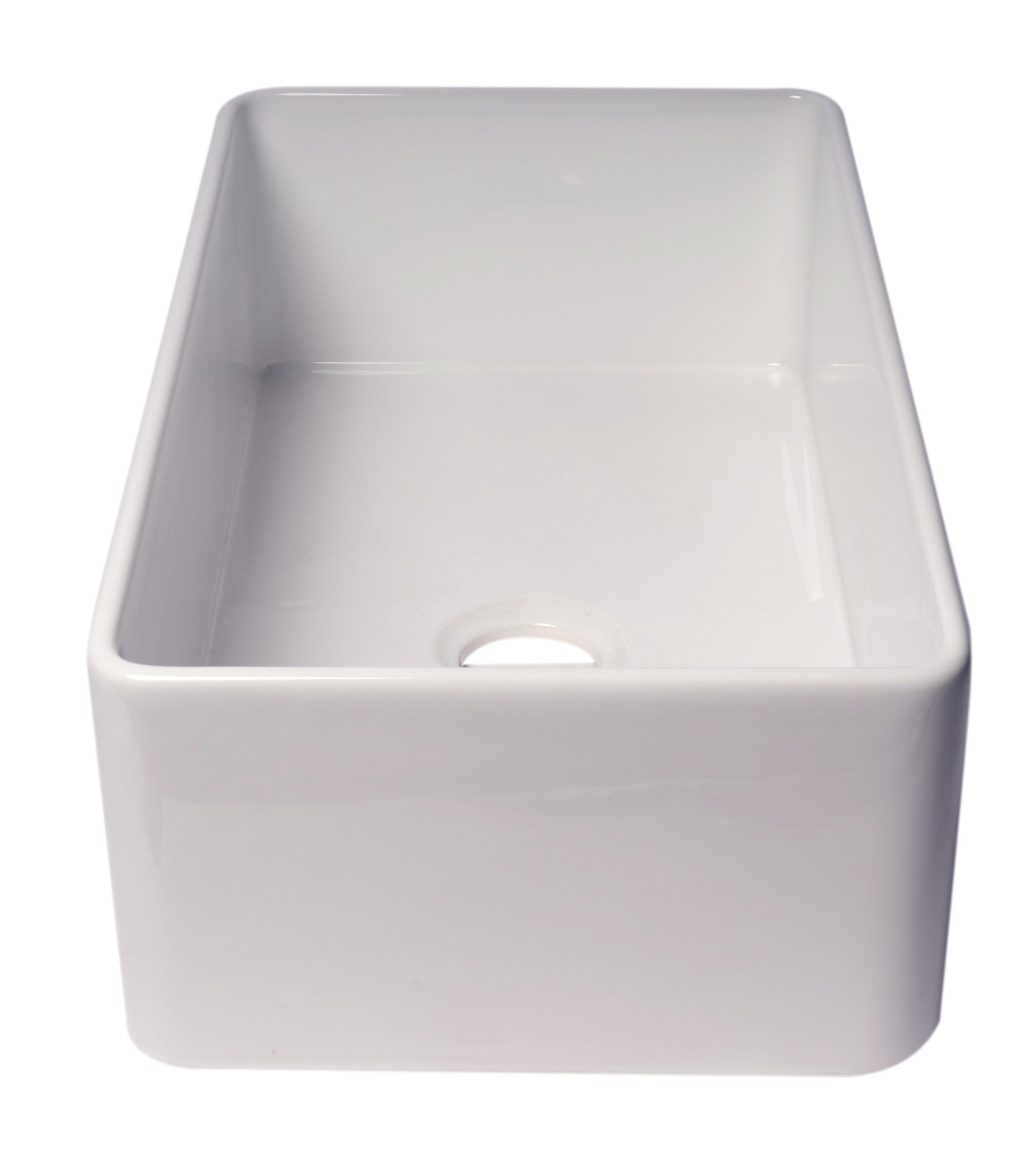 ALFI Brand - 33" White Thin Wall Single Bowl Smooth Apron Fireclay Kitchen Farm Sink | ABF3318S-W