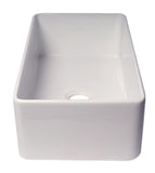 ALFI Brand - 33" White Thin Wall Single Bowl Smooth Apron Fireclay Kitchen Farm Sink | ABF3318S-W